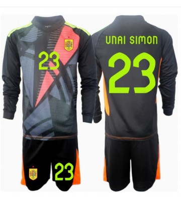 Spanien Unai Simon #23 Målvakt Bortatröja Barn EM 2024 Långärmad (+ Korta byxor)